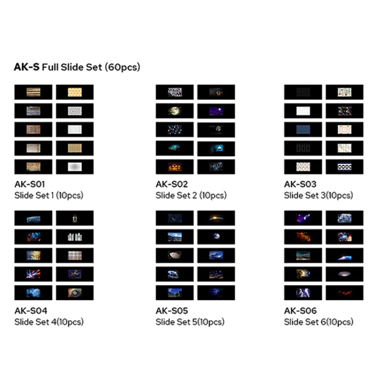 Godox AK-S05 10 in 1 Transparencies Collection Slide Set for Godox AK-R21 Projection Kit - Shoe Mount Flashes by Godox | Online Shopping South Africa | PMC TechLife | Buy Now Pay Later Mobicred