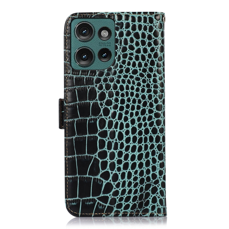 For Motorola Edge 50 Global Crocodile Top Layer Cowhide Leather Phone Case(Green) - Motorola Cases by PMC TechLife | Online Shopping South Africa | PMC TechLife | Buy Now Pay Later Mobicred