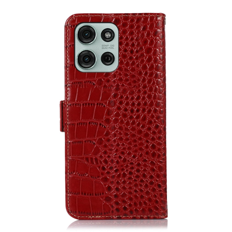 For Motorola Moto G75 5G Crocodile Top Layer Cowhide Leather Phone Case(Red) - Motorola Cases by PMC TechLife | Online Shopping South Africa | PMC TechLife | Buy Now Pay Later Mobicred