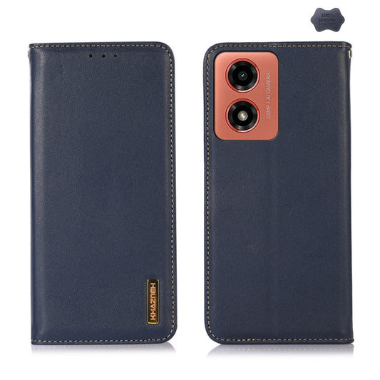 For Motorola Moto G04 / G24 KHAZNEH Nappa Top Layer Cowhide Leather Phone Case(Blue) - Motorola Cases by PMC Jewellery | Online Shopping South Africa | PMC Jewellery | Buy Now Pay Later Mobicred