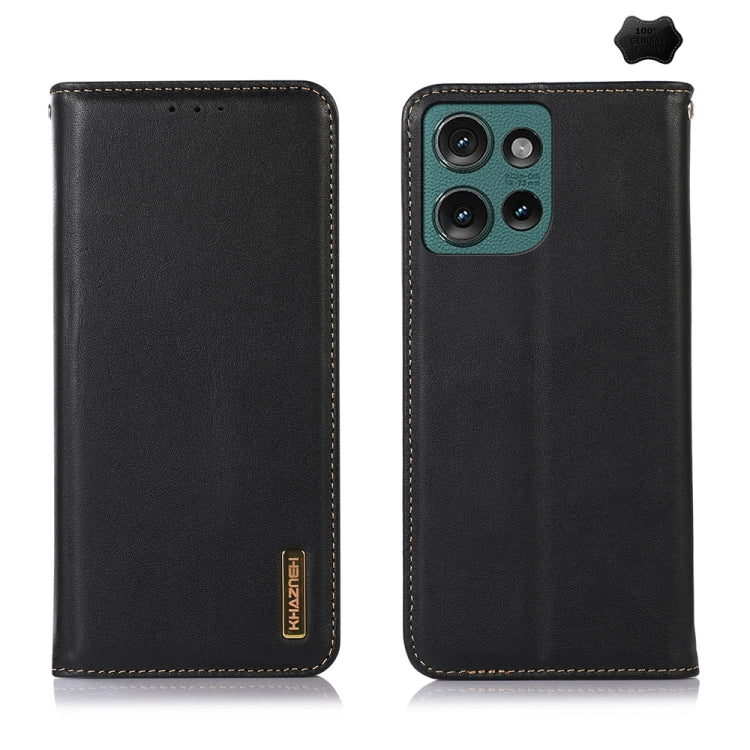 For Motorola Edge 50 Global KHAZNEH Nappa Top Layer Cowhide Leather Phone Case(Black) - Motorola Cases by PMC TechLife | Online Shopping South Africa | PMC TechLife | Buy Now Pay Later Mobicred