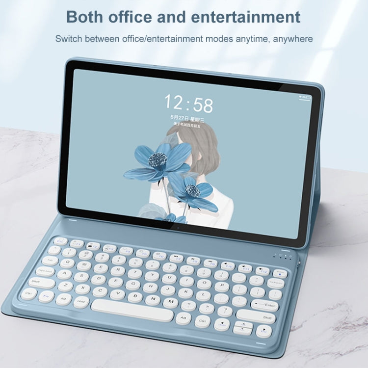 For Lenovo Tab M10 Plus 10.6 3rd Gen 2022 YM-LX106 Round Key Detachable Bluetooth Tablet Keyboard Leather Case with Mouse(Black) - Lenovo Keyboard by PMC TechLife | Online Shopping South Africa | PMC TechLife