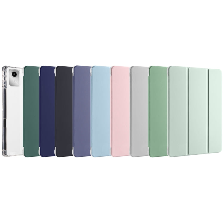 For Lenovo Tab M11 / Xiaoxin Pad 11 2024 3-fold Clear TPU Leather Tablet Case with Pen Slot(Space Grey) - Lenovo by PMC Jewellery | Online Shopping South Africa | PMC Jewellery | Buy Now Pay Later Mobicred