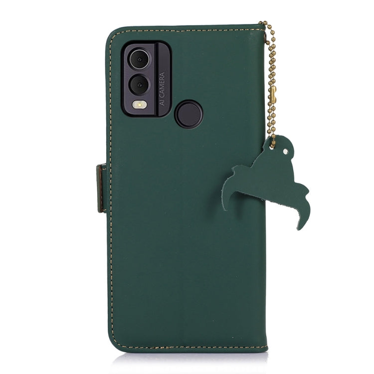 For Nokia C22 4G Genuine Leather Magnetic RFID Leather Phone Case(Green) - Nokia Cases by PMC TechLife | Online Shopping South Africa | PMC TechLife | Buy Now Pay Later Mobicred