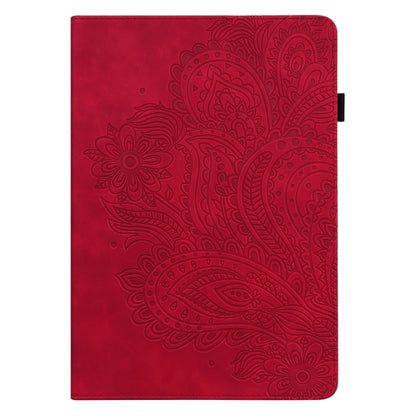 For Samsung Galaxy Tab S9 / S9 FE Peacock Embossed Pattern Leather Tablet Case(Red) - Galaxy Tab S9 Cases by PMC Jewellery | Online Shopping South Africa | PMC Jewellery | Buy Now Pay Later Mobicred