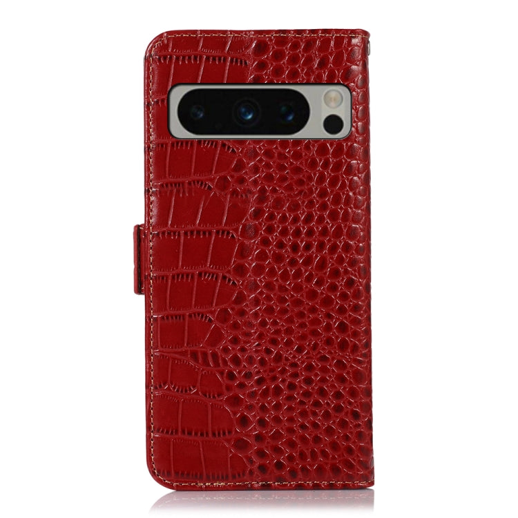 For Google Pixel 8 Pro Crocodile Top Layer Cowhide Leather Phone Case(Red) - Google Cases by PMC TechLife | Online Shopping South Africa | PMC TechLife | Buy Now Pay Later Mobicred