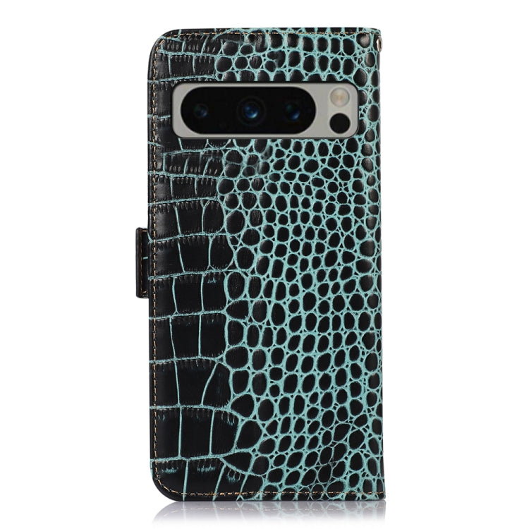 For Google Pixel 8 Pro Crocodile Top Layer Cowhide Leather Phone Case(Green) - Google Cases by PMC TechLife | Online Shopping South Africa | PMC TechLife | Buy Now Pay Later Mobicred