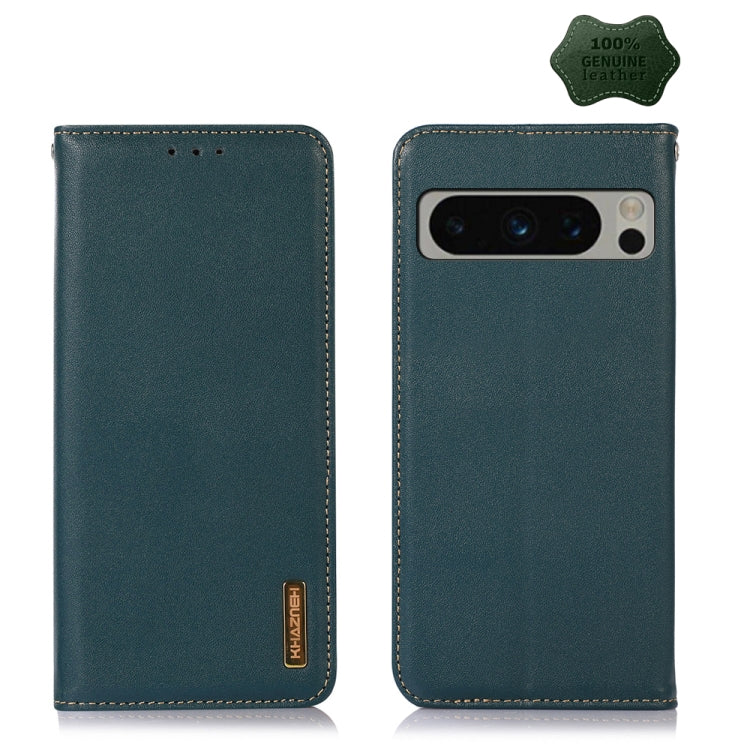 For Google Pixel 8 Pro KHAZNEH Nappa Top Layer Cowhide Leather Phone Case(Green) - Google Cases by PMC TechLife | Online Shopping South Africa | PMC TechLife | Buy Now Pay Later Mobicred