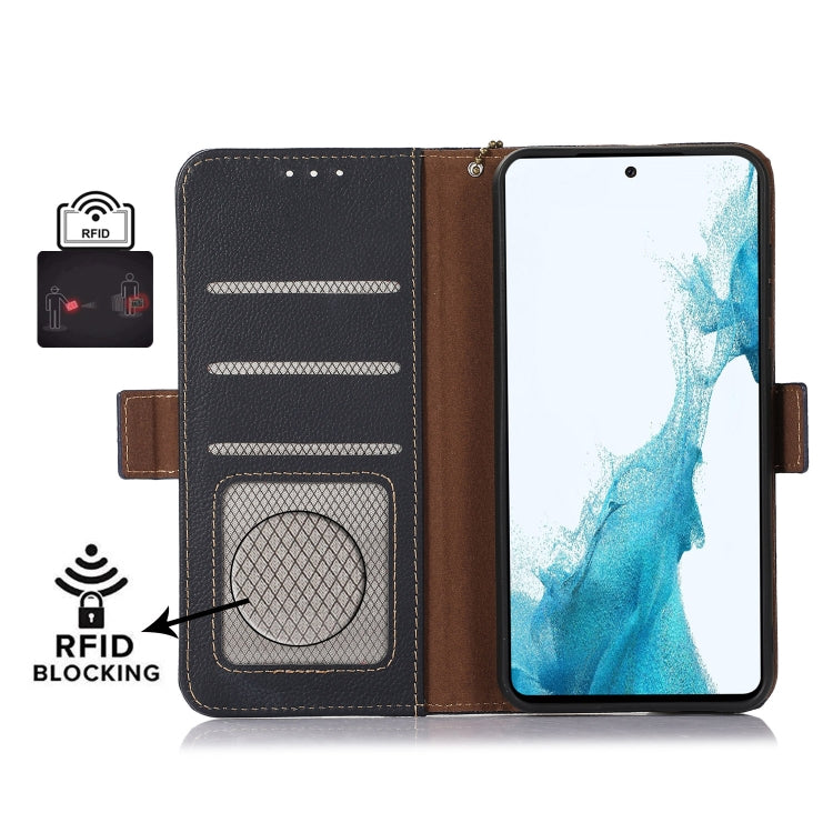 For Google Pixel 8 Pro Side-Magnetic TJ Genuine Leather RFID Phone Case(Blue) - Google Cases by PMC TechLife | Online Shopping South Africa | PMC TechLife | Buy Now Pay Later Mobicred