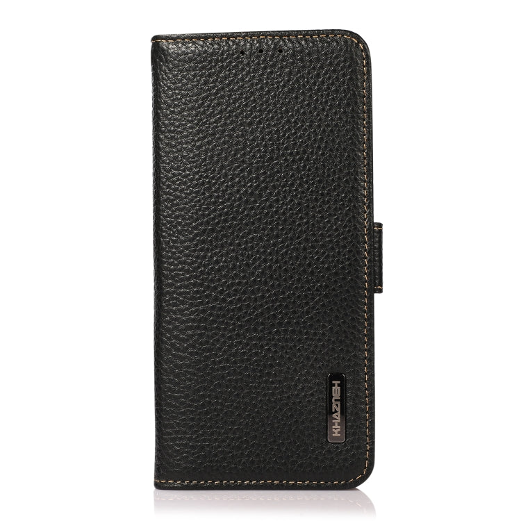 For Google Pixel 8 KHAZNEH Side-Magnetic Litchi Genuine Leather RFID Phone Case(Black) - Google Cases by PMC TechLife | Online Shopping South Africa | PMC TechLife | Buy Now Pay Later Mobicred