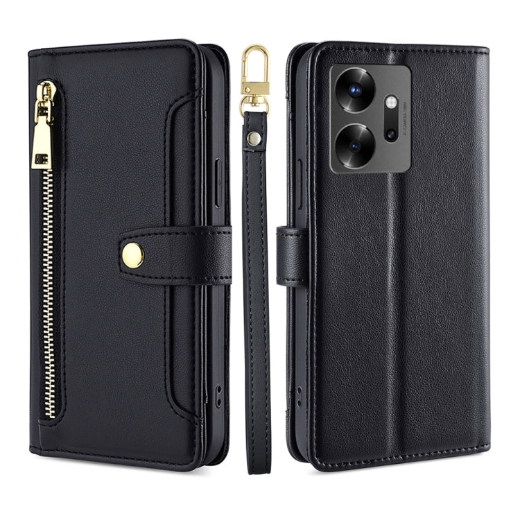 For Infinix Zero 20 Sheep Texture Cross-body Zipper Wallet Leather Phone Case(Black) - Infinix Cases by PMC TechLife | Online Shopping South Africa | PMC TechLife | Buy Now Pay Later Mobicred