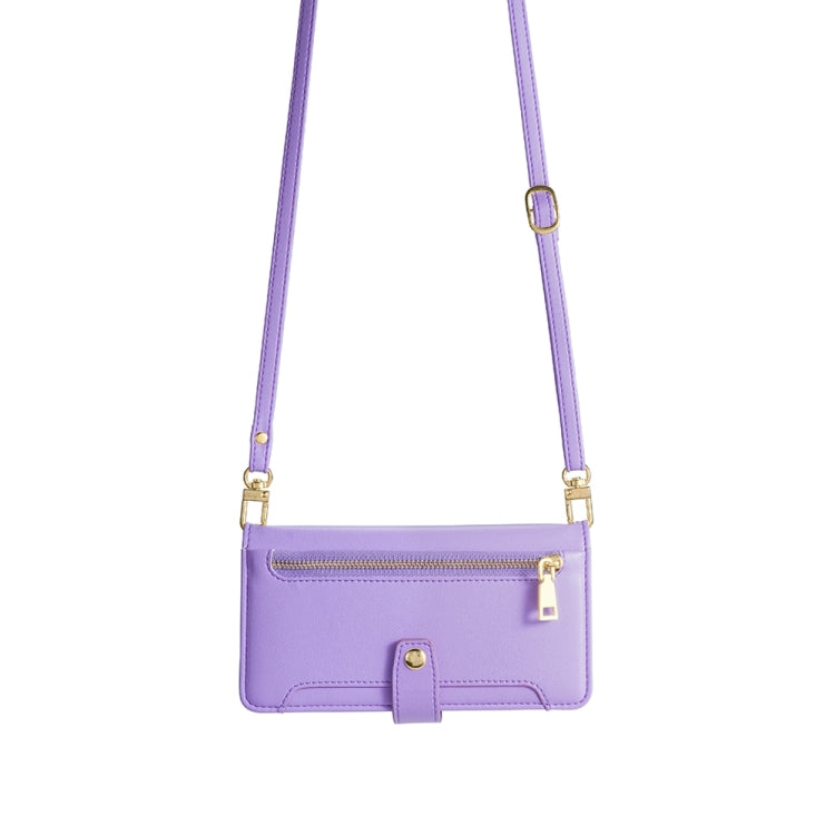 For Tecno Pop 6 Pro Sheep Texture Cross-body Zipper Wallet Leather Phone Case(Purple) - Tecno Cases by PMC TechLife | Online Shopping South Africa | PMC TechLife | Buy Now Pay Later Mobicred