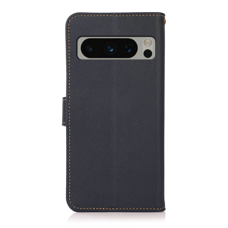 For Google Pixel 8 Pro KHAZNEH Custer Genuine Leather RFID Phone Case(Blue) - Google Cases by PMC TechLife | Online Shopping South Africa | PMC TechLife | Buy Now Pay Later Mobicred