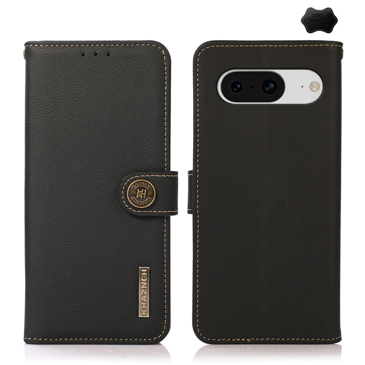 For Google Pixel 8 KHAZNEH Custer Genuine Leather RFID Phone Case(Black) - Google Cases by PMC TechLife | Online Shopping South Africa | PMC TechLife | Buy Now Pay Later Mobicred