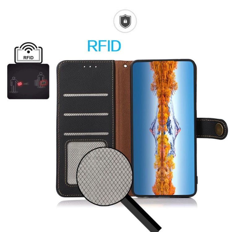 For Google Pixel 8 KHAZNEH Custer Genuine Leather RFID Phone Case(Black) - Google Cases by PMC TechLife | Online Shopping South Africa | PMC TechLife | Buy Now Pay Later Mobicred