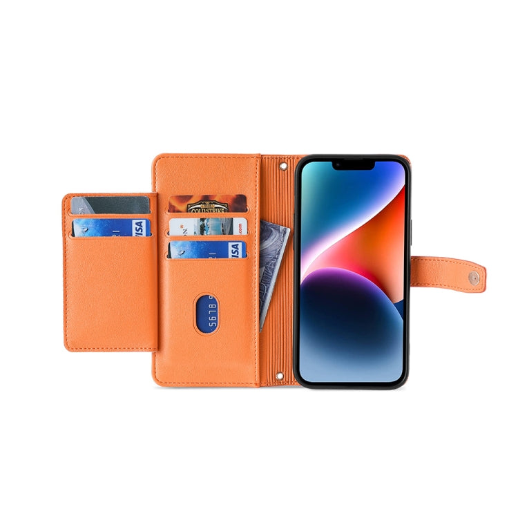 For Honor Magic5 Pro Sheep Texture Cross-body Zipper Wallet Leather Phone Case(Orange) - Honor Cases by PMC TechLife | Online Shopping South Africa | PMC TechLife | Buy Now Pay Later Mobicred