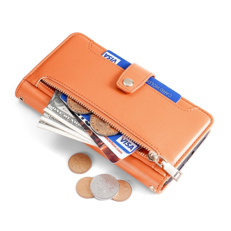 For Honor Magic5 Pro Sheep Texture Cross-body Zipper Wallet Leather Phone Case(Orange) - Honor Cases by PMC TechLife | Online Shopping South Africa | PMC TechLife | Buy Now Pay Later Mobicred