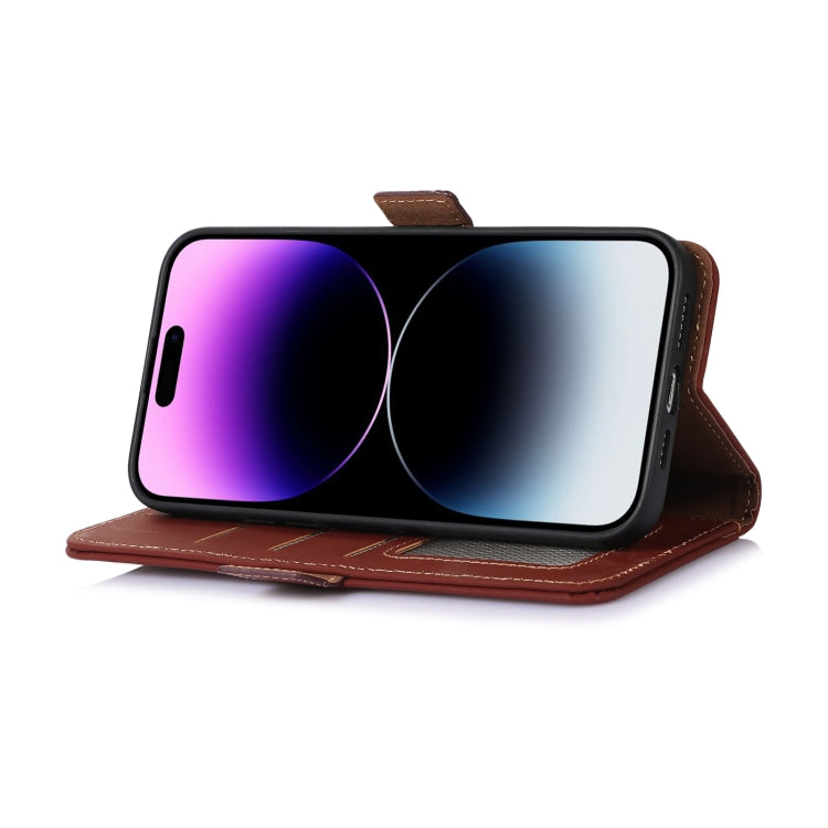 For Google Pixel 8 Genuine Leather Magnetic RFID Leather Phone Case(Coffee) - Google Cases by PMC TechLife | Online Shopping South Africa | PMC TechLife | Buy Now Pay Later Mobicred