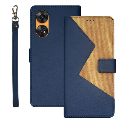 For OPPO Reno8 T 4G idewei Two-color Splicing Leather Phone Case(Blue) - OPPO Cases by idewei | Online Shopping South Africa | PMC Jewellery | Buy Now Pay Later Mobicred