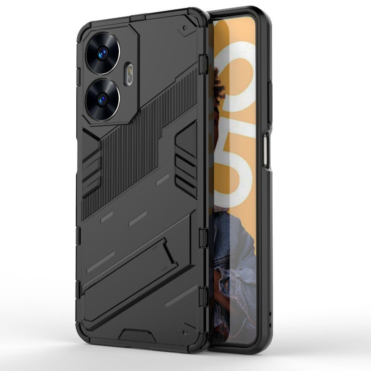 For Realme C55 Punk Armor 2 in 1 PC + TPU Shockproof Phone Case with Invisible Holder(Black) - Realme Cases by PMC Jewellery | Online Shopping South Africa | PMC Jewellery | Buy Now Pay Later Mobicred
