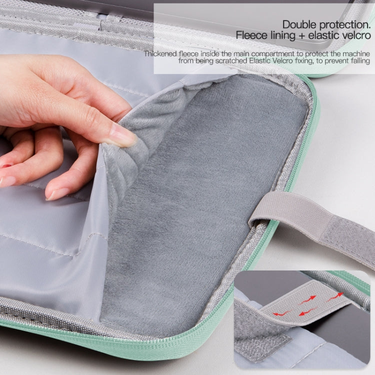For 12.9-13 inch Laptop Portable Cloth Texture Leather Bag(Green) - 13.3 inch by PMC TechLife | Online Shopping South Africa | PMC TechLife | Buy Now Pay Later Mobicred