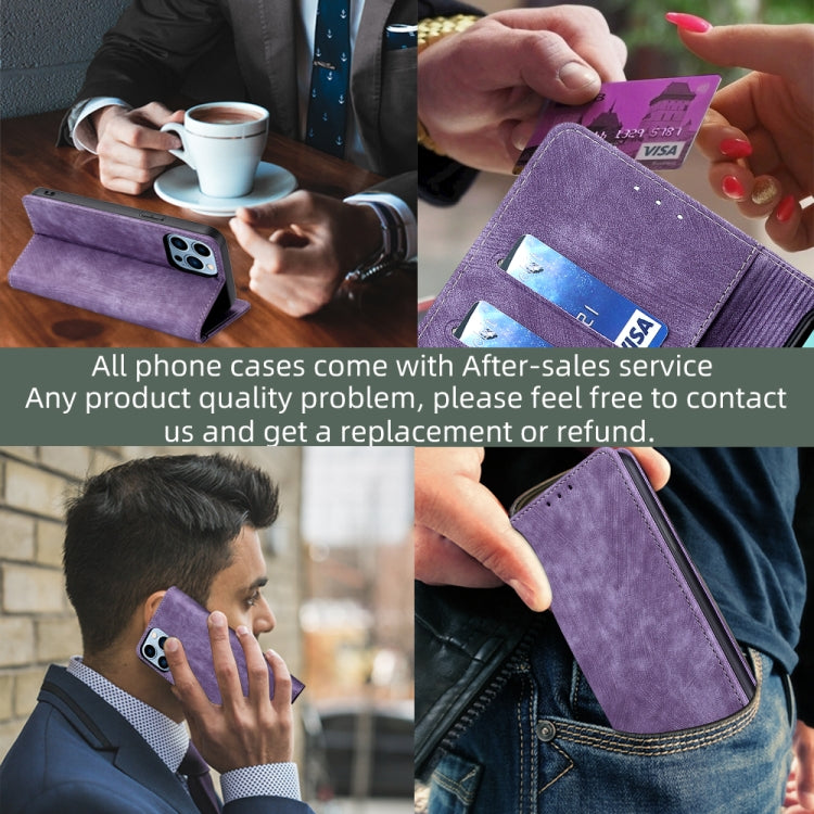 For Blackview A85 RFID Anti-theft Brush Magnetic Leather Phone Case(Purple) - More Brand by PMC Jewellery | Online Shopping South Africa | PMC Jewellery | Buy Now Pay Later Mobicred
