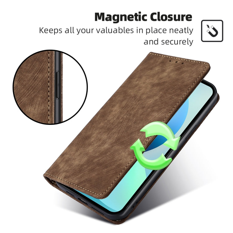 For Blackview A85 RFID Anti-theft Brush Magnetic Leather Phone Case(Brown) - More Brand by PMC Jewellery | Online Shopping South Africa | PMC Jewellery | Buy Now Pay Later Mobicred