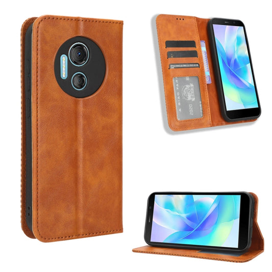 For Doogee X97 / X97 Pro Magnetic Buckle Retro Texture Leather Phone Case(Brown) - Doogee Cases by PMC Jewellery | Online Shopping South Africa | PMC Jewellery | Buy Now Pay Later Mobicred