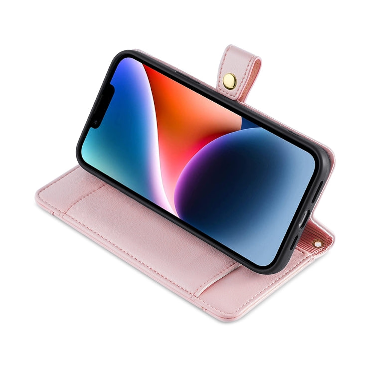 For Nokia C12 Sheep Texture Cross-body Zipper Wallet Leather Phone Case(Pink) - Nokia Cases by PMC TechLife | Online Shopping South Africa | PMC TechLife | Buy Now Pay Later Mobicred
