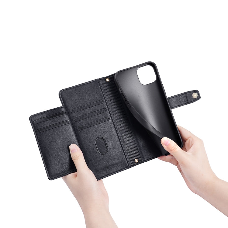 For Nokia C22 Sheep Texture Cross-body Zipper Wallet Leather Phone Case(Black) - Nokia Cases by PMC TechLife | Online Shopping South Africa | PMC TechLife | Buy Now Pay Later Mobicred