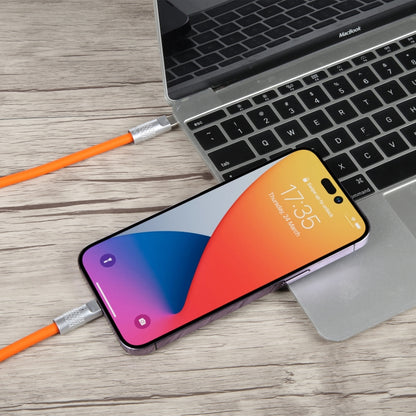 Mech Series 120W USB-C / Type-C to 8 Pin Metal Plug Silicone Fast Charging Data Cable, Length: 1.2m(Orange) - 2 in 1 Cable by PMC Jewellery | Online Shopping South Africa | PMC Jewellery | Buy Now Pay Later Mobicred