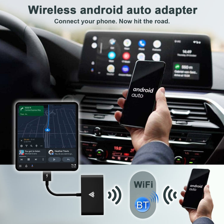 THT-020-2+ USB + USB-C / Type-C Wired to Wireless Carplay Adapter for Android Smartphone(Black) - Bluetooth Adapters by PMC Jewellery | Online Shopping South Africa | PMC Jewellery | Buy Now Pay Later Mobicred