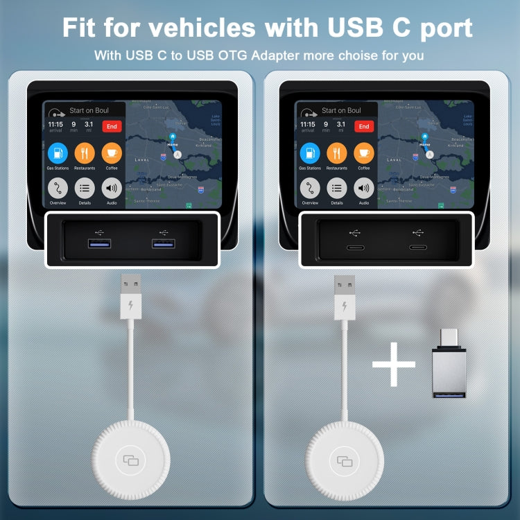 THT-020-6 USB + USB-C / Type-C Carplay Mirror Adapter for iPhone(White) - Bluetooth Adapters by PMC Jewellery | Online Shopping South Africa | PMC Jewellery | Buy Now Pay Later Mobicred