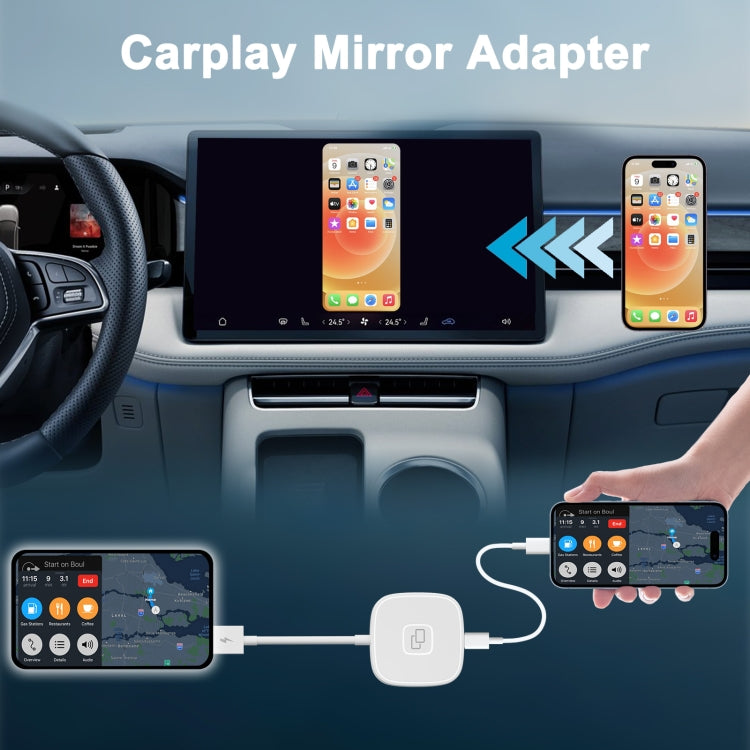 THT-020-7 USB + USB-C / Type-C Carplay Mirror Adapter for iPhone(White) - free shipping - PMC TechLife - Order now!
