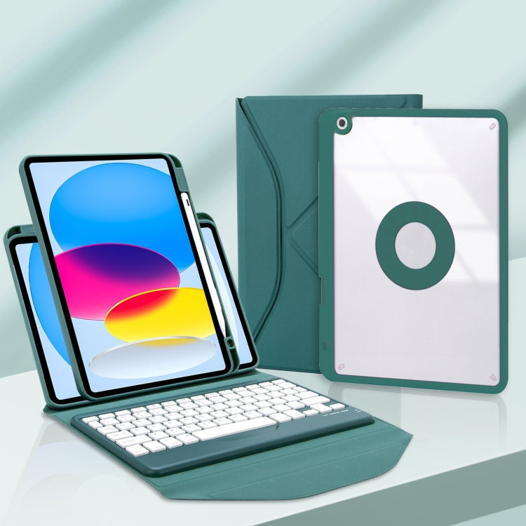 Z10B For iPad 10th Gen 10.9 2022 / 11 2025 Pen Slot Bluetooth Keyboard Leather Tablet Case(Green) - Universal by PMC TechLife | Online Shopping South Africa | PMC TechLife | Buy Now Pay Later Mobicred