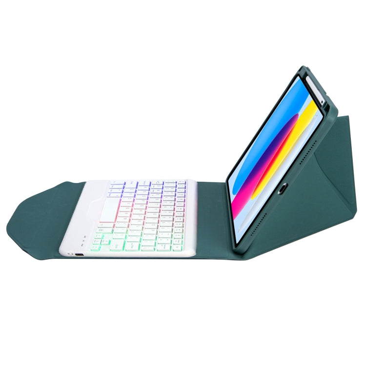 Z10BS For iPad 10th Gen 10.9 2022 Pen Slot Backlight Bluetooth Keyboard Leather Tablet Case(Green) - Universal by PMC TechLife | Online Shopping South Africa | PMC TechLife