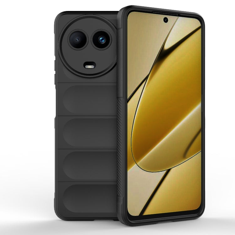 For Realme 11 5G Global Magic Shield TPU + Flannel Phone Case(Black) - Realme Cases by PMC TechLife | Online Shopping South Africa | PMC TechLife | Buy Now Pay Later Mobicred