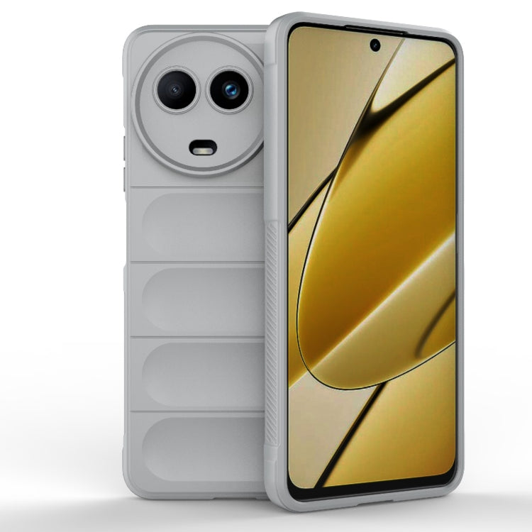 For Realme 11 5G Global Magic Shield TPU + Flannel Phone Case(Grey) - Realme Cases by PMC TechLife | Online Shopping South Africa | PMC TechLife | Buy Now Pay Later Mobicred