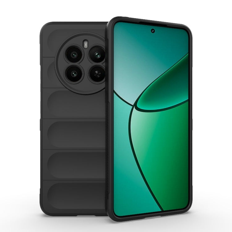 For Realme 12+ 5G Global Magic Shield TPU + Flannel Phone Case(Black) - Realme Cases by PMC TechLife | Online Shopping South Africa | PMC TechLife | Buy Now Pay Later Mobicred