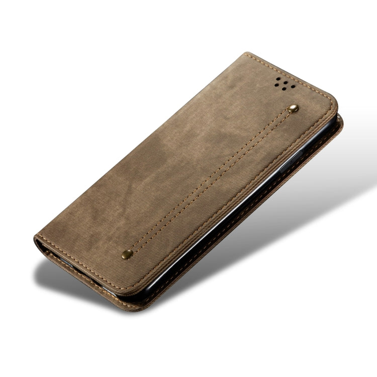 For OPPO A98 5G Denim Texture Casual Style Horizontal Flip Leather Case(Khaki) - OPPO Cases by PMC TechLife | Online Shopping South Africa | PMC TechLife