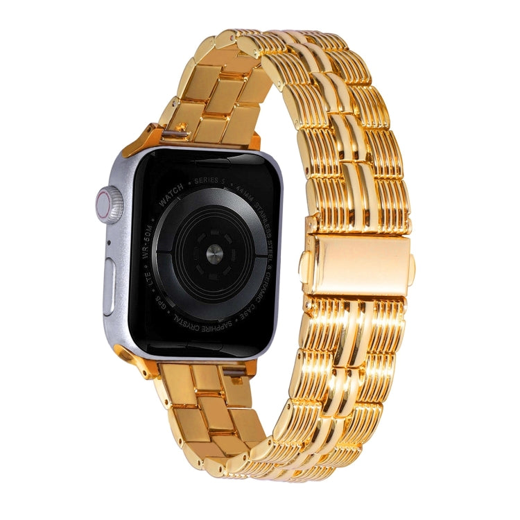 3-Beads Stripe Metal Watch Band For Apple Watch 9 41mm(Gold) - free shipping - PMc TechLife - Order now!