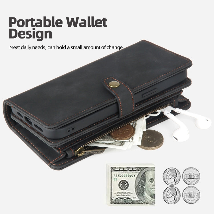For iPhone 14 Pro Max Zipper Wallet Detachable MagSafe Leather Phone Case(Black) - iPhone 14 Pro Max Cases by PMC TechLife | Online Shopping South Africa | PMC TechLife
