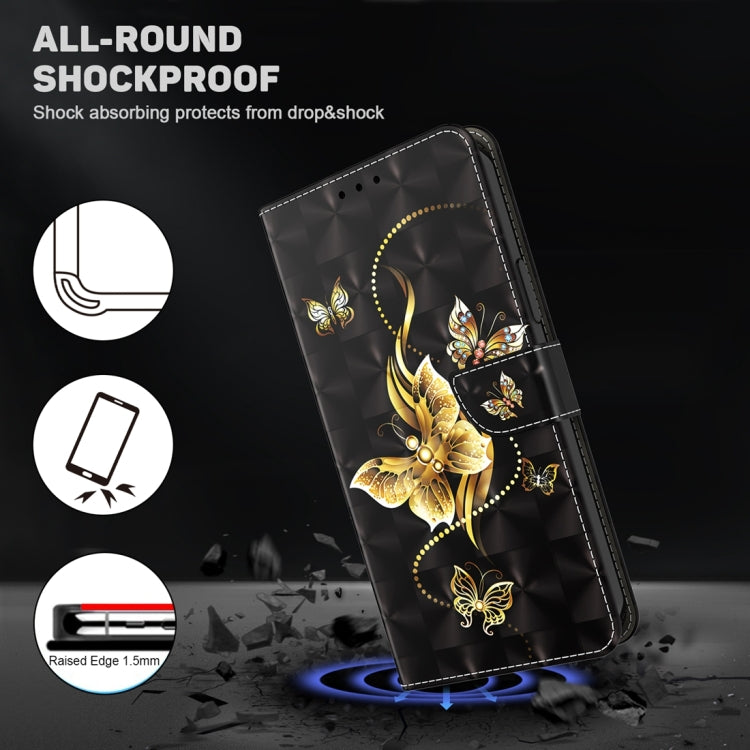 For Xiaomi Redmi Note 13 Pro+ 3D Painted Pattern Leather Phone Case(Golden Butterfly) - Note 13 Pro+ Cases by PMC TechLife | Online Shopping South Africa | PMC TechLife | Buy Now Pay Later Mobicred