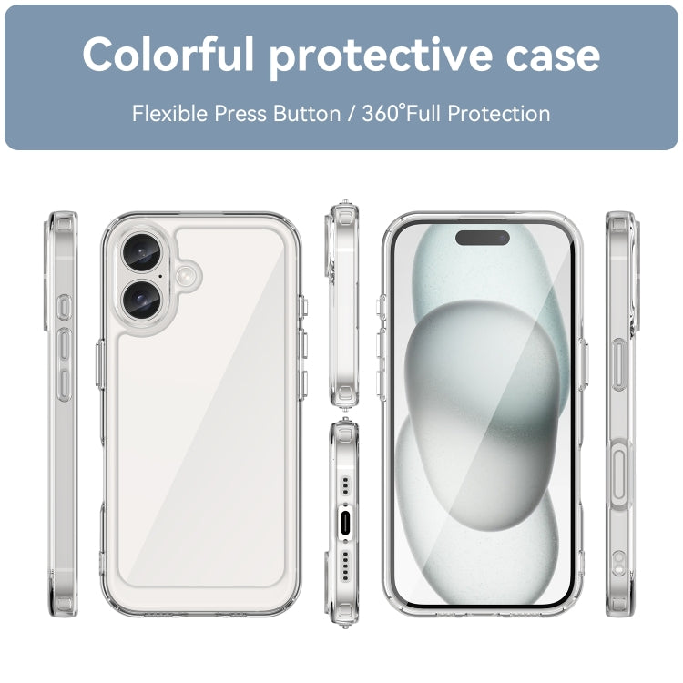 For iPhone 16 Colorful Series Acrylic + TPU Phone Case(Transparent) - iPhone 16 Cases by PMC TechLife | Online Shopping South Africa | PMC TechLife | Buy Now Pay Later Mobicred