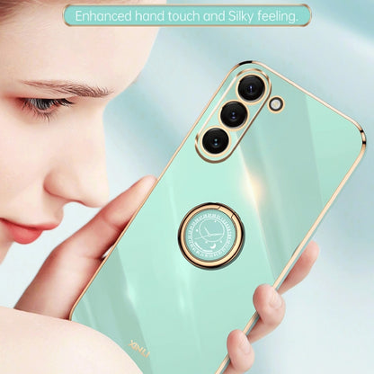 For Samsung Galaxy S24 5G XINLI Straight Edge 6D Electroplate TPU Phone Case with Ring Holder(Mint Green) - Galaxy S24 5G Cases by XINLI | Online Shopping South Africa | PMC Jewellery | Buy Now Pay Later Mobicred