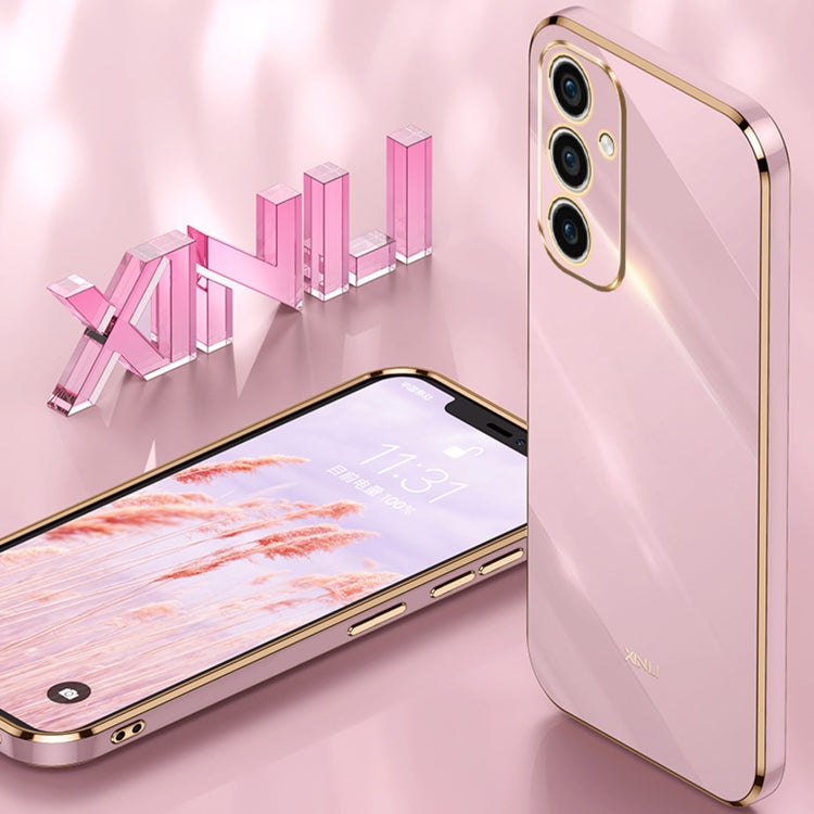 For Samsung Galaxy A35 5G XINLI Straight Edge 6D Electroplate TPU Phone Case with Ring Holder(White) - Galaxy Phone Cases by XINLI | Online Shopping South Africa | PMC Jewellery