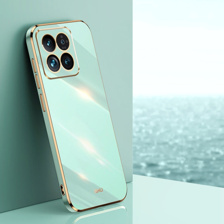 For Xiaomi 14 Pro XINLI Straight Edge 6D Electroplate TPU Phone Case(Mint Green) - 14 Pro Cases by XINLI | Online Shopping South Africa | PMC Jewellery | Buy Now Pay Later Mobicred