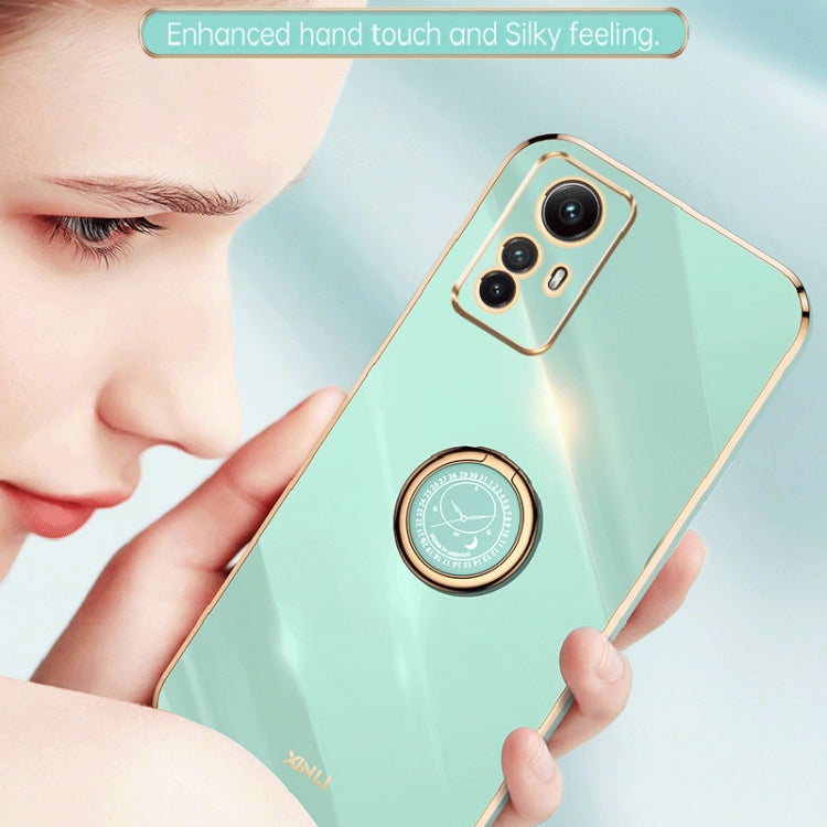 For Xiaomi Redmi Note 12S 4G XINLI Straight Edge 6D Electroplate TPU Phone Case with Ring Holder(Black) - Xiaomi Cases by XINLI | Online Shopping South Africa | PMC TechLife | Buy Now Pay Later Mobicred