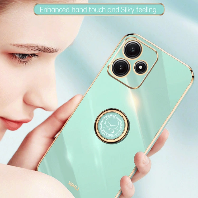 For Xiaomi Redmi Note 12R XINLI Straight Edge 6D Electroplate TPU Phone Case with Ring Holder(Pink) - Xiaomi Cases by XINLI | Online Shopping South Africa | PMC TechLife | Buy Now Pay Later Mobicred