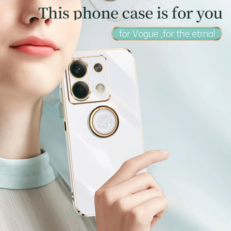 For Xiaomi Redmi Note 13 5G XINLI Straight Edge 6D Electroplate TPU Phone Case with Ring Holder(Pink) - free shipping - PMC TechLife - Order now!